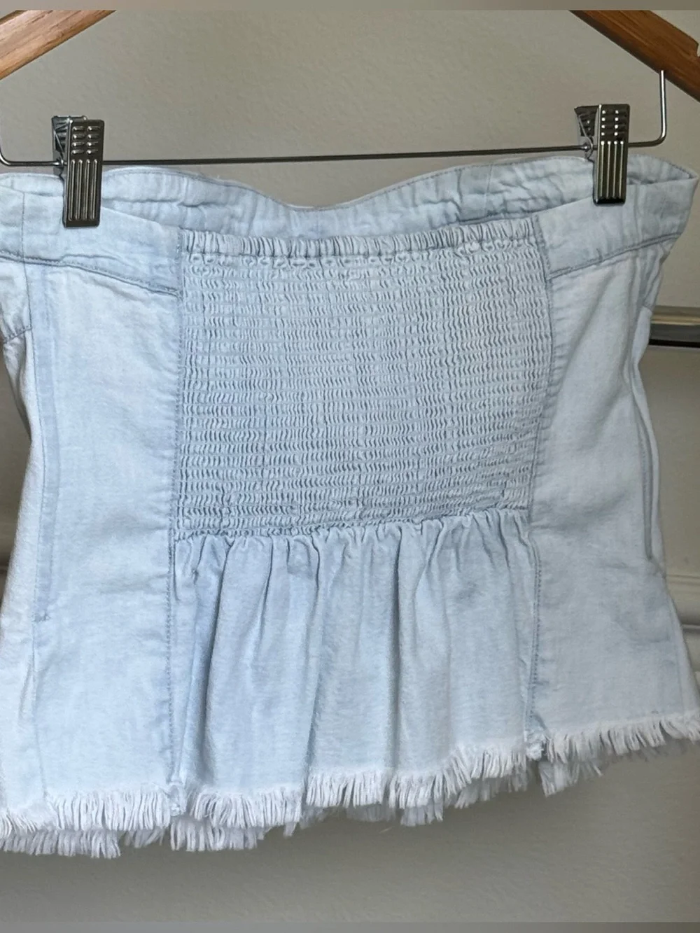 Free People Better Day Cropped Tube Top Small Light Denim Pre-owned